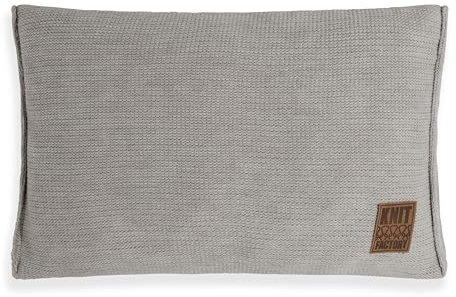 KNIT FACTORY - Uni Zierkissen - Rechteckige Sofa Kissen - Iced Clay - Gestrickter Dekokissen - Couchkissen - 60x40 cm - Kissenbezug mit Füllung und Bezug