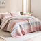 Litanika California King Quilt Set Pink Stripe Patchwork Tagesdecke, 3-teilig, weich, leicht, gestepptes Bettwäsche-Set für alle Jahreszeiten (1 Steppdecke, 2 Kissenbezüge)