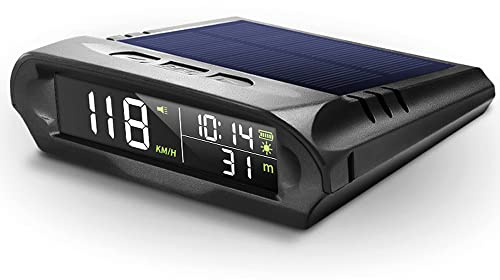 Mulcort Pantalla frontal inalámbrica para coche, velocímetro Digital GPS Solar con pantalla LCD, alarma de exceso de velocidad, KMH/MPH, tiempo/altitud/temperatura/pantalla de velocidad