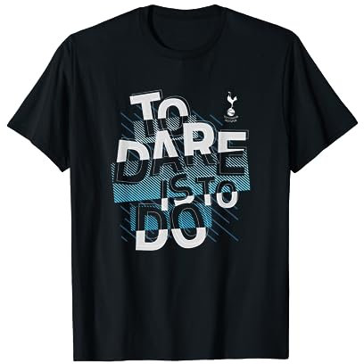 Tottenham Hotspur Football Club To Dare Is To Do Bold Logo T-Shirt - Schwarz, Kurzarm, Unisex, S, EU 41, Einfarbig, Klassisch, Fußballfans, alle Altersgruppen