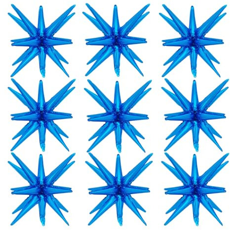 KeYou 9 Stück Stern Ballon,Explosion Stern Luftballons,Folienballons Sterne,Große Aluminium-Folienballons für Geburtstagsdekoration, Hochzeitsdekoration(Blau)