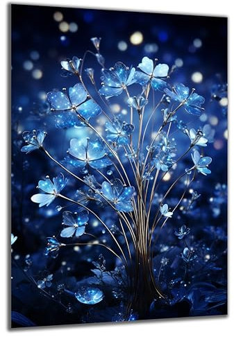 DARO Design - Wand-Bild auf 6mm HDF 40x30 cm Blumen blau Kunst - Wand-Deko Bilder Geschenk