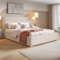 MOTIVENA Arizona Polsterbett 180x200 Mit Bettkasten und Stauraum, Kopfteil Boucle, Ohne Matratze, Beige