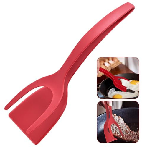 2 en 1 Spatule à œufs au plat,Cuisson Spatule Antiadhésive 2 en 1 en silicone, Pince à Spatule œufs Retournée,Pince à Grill Outil de Cuisine pour Poisson, Oeuf, Burger, Crêpe