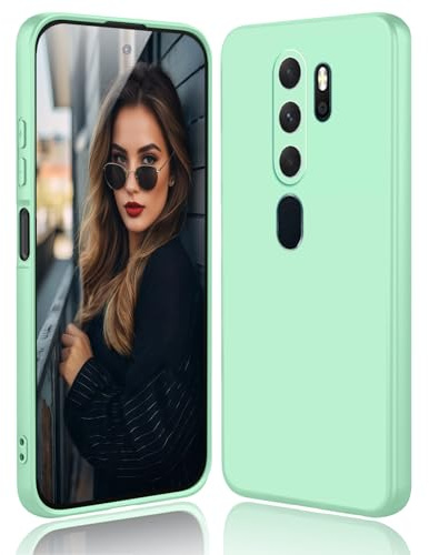 DESSEN Funda para OPPO A9 2020 / A5 2020 Capa - Líquida Silicona Carcasa Antigolpes Protector Móvil Case Cover Suave Delgada Bumper con Forro de Microfibra Antiarañazos, Verde Claro