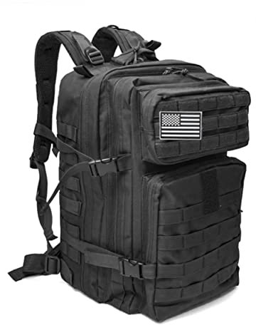 JGR SELECT Taktischer Militär-Rucksack, 45 l, wasserdicht, große Kapazität, Sport, für Crossfit, Fitnessstudio, Survival, Wandern, Bergsteigen, Jagd, Reisen, Trekking, Schwarz , L