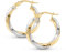 Amberta Creolen Zweifarbig Ohrringe Damen | Weiss und Gelbgold Creolen | Gedrehte Ohrringe Gold | Echt Gold Creolen: Ohrringe Gold Creolen 15 mm