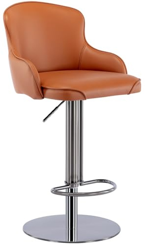 CozyRain Barhocker, verstellbar, drehbarer Barhocker aus Edelstahl mit Rückenlehne und Fußstütze, moderner Ledergepolsterter Barstuhl für Zuhause, Küche, Bar, Theke (Braun)