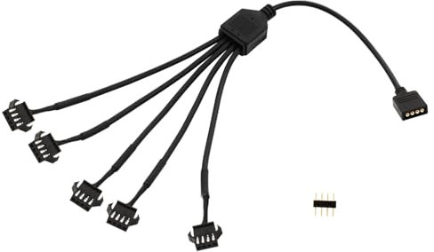 LANMINGLEL Cable divisor RGB de 4 pines 12 V bus de 4 pines a SM 4 pines bus RGB extensión cable de alimentación PC RGB cables para ventilador de computadora placa base tira de LED (F 1 a 5, 1)