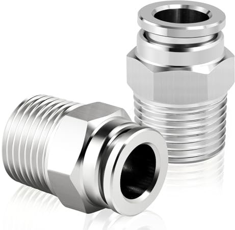 TAILONZ PNEUMATIC 304 Raccordi diritti maschi in acciaio inox 8mm tubo OD x 3/8 BSP da collegare PC8-03 (confezione da 5)
