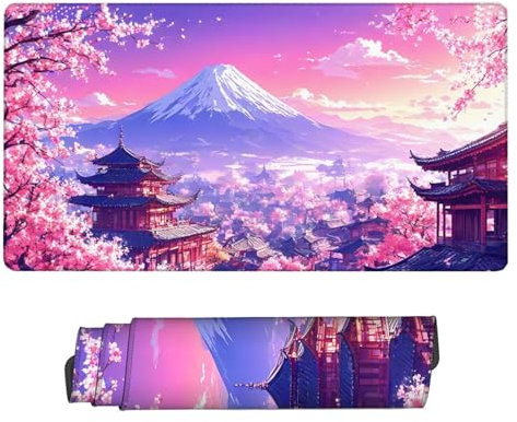 Gaming Mouse Pad 800x300x3mm Large Gaming Mouse Mat Japan XXL Mousepad Mount Fuji Desk Mat with Non-Slip Base, Extended Mouse Mat with Stitched Edges, Water Resist Surface Keyboard Mat, Office H2-79