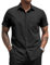 COOFANDY Men's Short Sleeve Shirts Casual Dress Shirts Formal Plain Non Iron Casual Smart Button Down Shirt Stretch Business Shirt with Chest Pocket Classic Fit Black XL