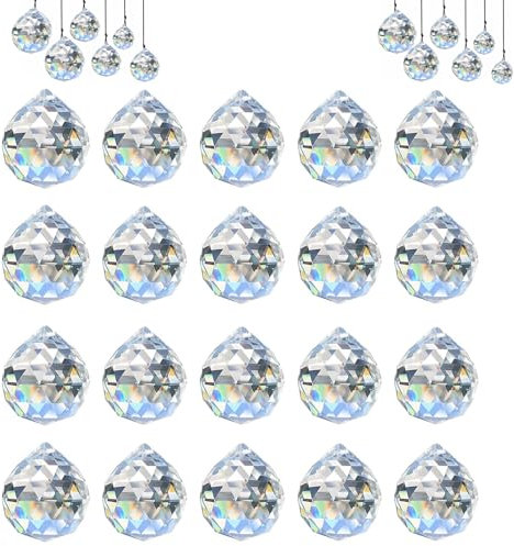Kristalle zum Aufhängen, Sonnenfänger, 20 Stück Kristalle zum Aufhängen, Kristallkugel Prisma, 20 mm, Suncatcher Kristall für Kronleuchter Anhänger