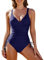 FemiChic Maillot de Bain Femme 1 Pieces Gainant Ventre Grande Taille Push Up Rembourré Ronde Amincissant Maillot'de Bain(Bleu Marine,XL)