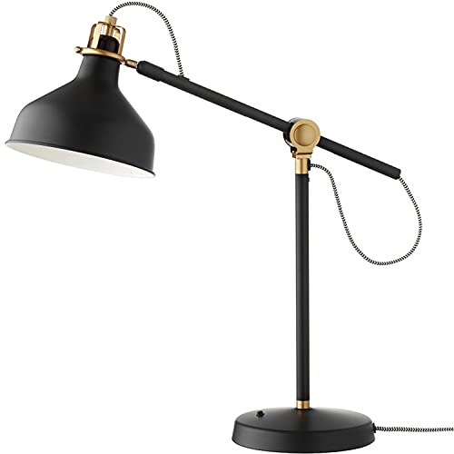 Adjustable Swing Arm Desk Lamp with E27 Screw Bulb Holder for Reading and Working Flexible Clamp on Table Lamp for Office Crafts Clear White Light Includes Bulb (Black)