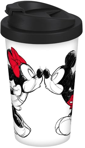 Coffee to go - Taza (400 ml), diseño de Mickey Kiss, color rojo