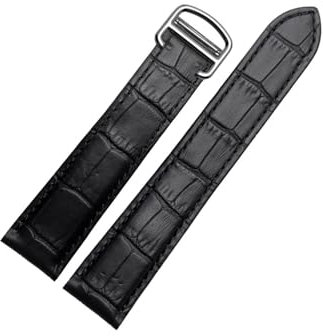 EMAIGlPO 18mm 20mm 22mm Lederarmband passend for Omega/Cartier/Tank Solo Watch Speed ​​Seamaster Bandverschluss Schwarz Braun Armband Armband Gürtel(Black-Steel-Z4,20mm)