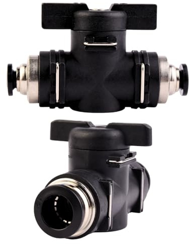 2 Stück Pneumatik Steckverbinder Luftdurchfluss-Regelventil mit geradem 12mm Pneumatischer Kugelhahn mit Absperrhahn für Schnellen Anschluss von Luftleitungen