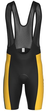 INBIKE Trägerhose Kurz Radlerhose Fahrradhose Gepolstert Atmungsaktiv Schnelltrockend Sommer Fahrradbekleidung für Rennrad MTB Moutainbike Fahrrad Schwarz Gelb L