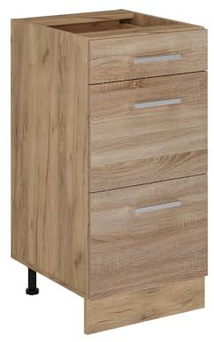Vicco Küchenunterschrank R-Line, Sonoma, 40 cm mit Schubladen, ohne Arbeitsplatte