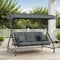 TLSUNNY 3-Seat Patio Swing Chair W/Adjustable Canopy & Backrest, Removable Seat Cushion, Convertible Porch Bed with Stand, 45° Adjustable Canopy, for Backyard, Poolside, Balcony, 750LBS