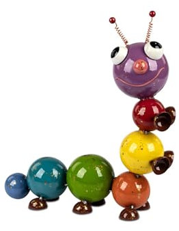 formano Metall-Figur Raupe 38cm Gartenfigur Handbemalte Gartendeko Bunt Outdoor Skulptur Terrasse Balkon Deko Reptil Tier Figur Dekoration Außenbereich Wetterfest Geschenk