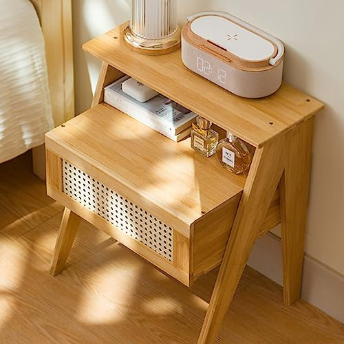 Nachttisch-Spind mit Büro-Schublade, kleine Kommode für Schlafzimmer, Wohnzimmer, Korridor, Eingang, Braun (57 cm)