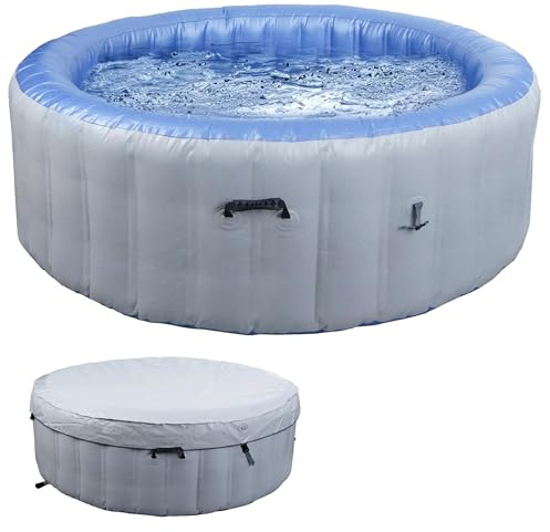 Mendler Whirlpool HWC-N97 rund Ø198cm, Ersatz-Pool, grau-blau | In-/Outdoor aufblasbar, 5 Personen, PVC laminiert