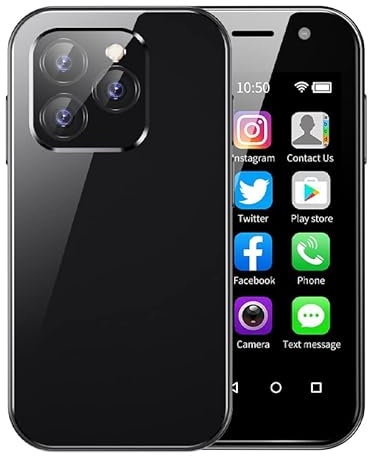 Mini 4G Mobile Phone, 3 Inch Smartphone Android 9, Dual SIM, Face Recognition, GPS, OTC,Google Play Unlocked Cell Phone (black, 16, GB)