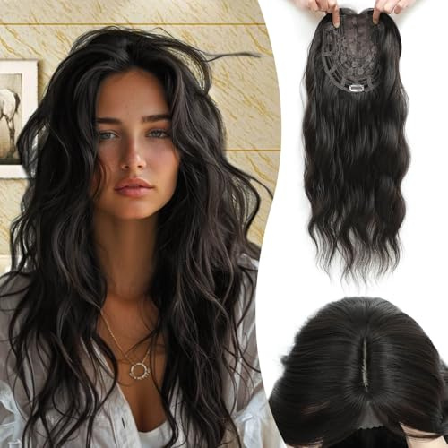Ms Taj Black Brown 50cm haartopper Haarteile für Damen | Haarveränderung: Mehr Volumen und Länge, dünner werdendes Haar retten, zurückweichender Haaransatz, tägliche Party-Treffen