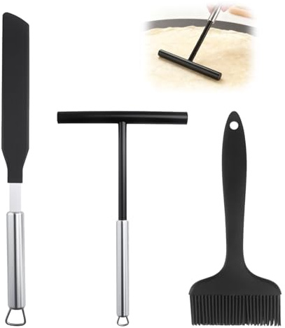 3 Pcs Stainless Steel Crepe Spreader and Spatula Kit, Pancake Spreader Tool | T-shaped Batter Spreaders for Pancakes, Baking Tools for Home Kitchen, Restaurant, Pancake Stand and Bakery Use.