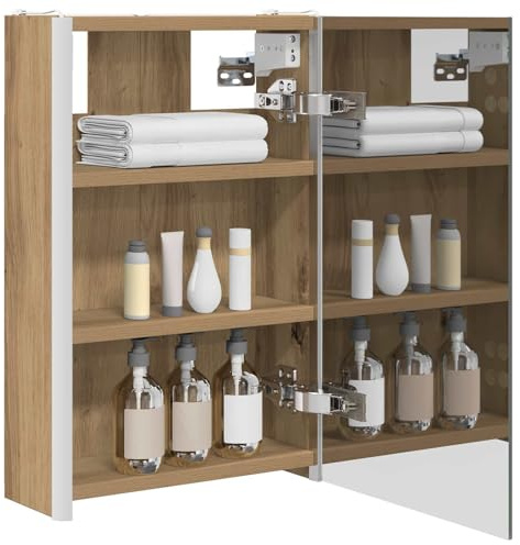 vidaXL Badezimmerspiegelschrank Kunsthandwerk Eiche 33 x 11,5 x 50 cm, Stylischer Badezimmeroberfläche, Wandspiegel, Cooles Stauraum, Moderne Vanity, anpassbare Beleuchtung, Platz sparen