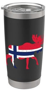 Norwegen 2020 Elch Flagge Norwegenurlaub Oslo Reise Wandern Doppelwandiger Edelstahl-Thermobecher