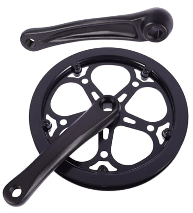 IMIKEYA Kurbelgarnitur als Ersatzteil mit 52 Zähnen aus Eisen Schwarze 170mm Länge Verschleißfest und Einfach zu Montieren für Singlespeed Fahrräder