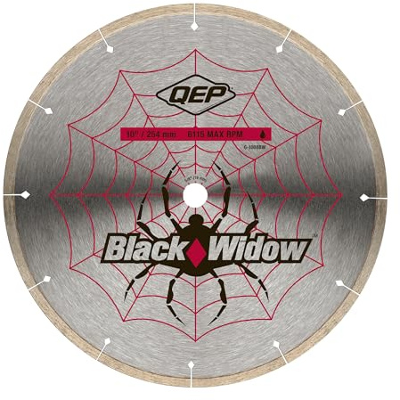 QEP 10 Black Widow Premium-Grade, Thin Rim Diamond Blade for Wet Cutting of Porcelain, Ceramic, Granite and Marble Tile