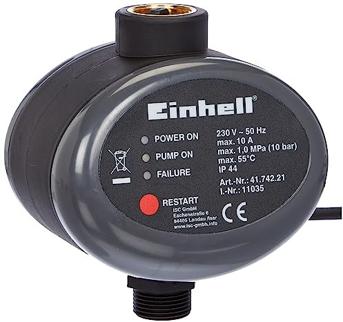 Original Einhell Elektrischer Durchflussschalter (10 bar, Rückschlagventil, Anschluss-Adapter, 1.45 m Netzleitung)