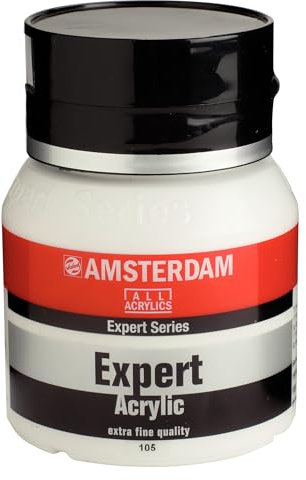 Amsterdam Pintura acrílica Expert Series - Blanco titanio 105 - Bote de 400 ml - Profesional de gran cuerpo, alta resistencia a la luz, inodora y al agua