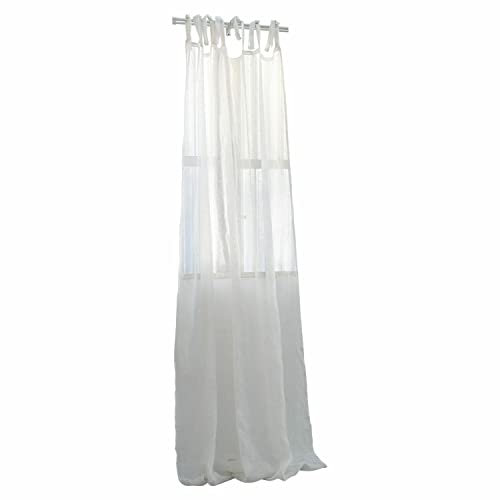 Loberon Gardine Bisbee, Schlichtes Design, Lichtdurchlässig, Befestigung durch Bindebänder, Vorhang, Sichschutz, Fensterdekoration, Leinen, Creme