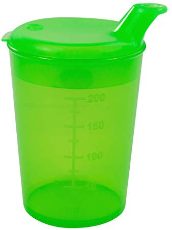 Medi-Inn+ Schnabelbecher Schabeltasse Trinkbecher 250 ml (Farbe: grün, Öffnung: 8 x 4 mm)