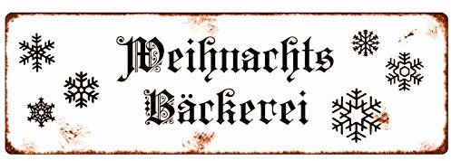Metallschild Schild Shabby Vintage Blechschild Weihnachtsbäckerei Winter Weihnachtszeit Advent Deko
