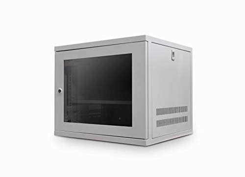 LMS Data Server Rack Data Cabinet - 9U 550mm Deep Wall Mounted 19 Inch Storage Rack for Home, Office, Server Room Computer Equipment with Glass Door, Removable Side Panels, Front Lockable Door