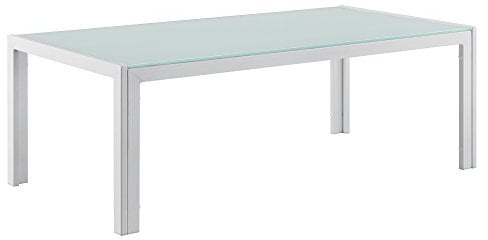 casa.pro Gartentisch 'Lerum' 100 x 50 x 35cm Glastisch Couchtisch Outdoor Garten Gestell aus Eisen Weiß