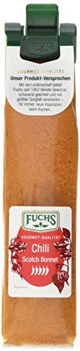 Fuchs Gewürze – Chili Scotch Bonnet, gemahlenes Chili Pulver mit exotisch-fruchtigem Aroma, zum Verfeinern von Marinaden und scharfen Soßen, vegan, 28 g