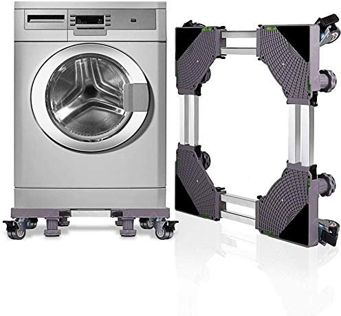 KELIXU Movable Adjustable Base Double Tube Multi-functional with 4 Strong Feet and 4×2 Locking Rubber Swivel Wheels Mobile Case Roller Dolly for Washing Machine,Dryer and Refrigerator