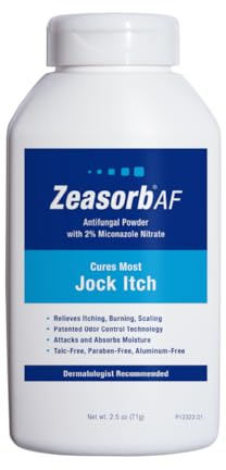 Zeasorb Super Absorbent Antifungal Treatment Powder for Jock Itch, Dermatologist Recommended, Attacks and Absorbs Moisture, Patented Odor Control Technology, with Bentonite Clay and Aloe, 2.5 oz