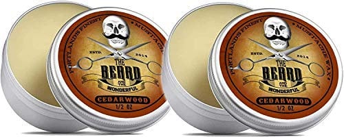 Moustache and Beard Wax Kit (2x15ml), The Beard and The Wonderful Beard Wax For Men, Premium Moustache Wax and Beard Wax Strong Hold, Moisture Resistant, Natural & Organic Ingredients, Cedarwood Scent