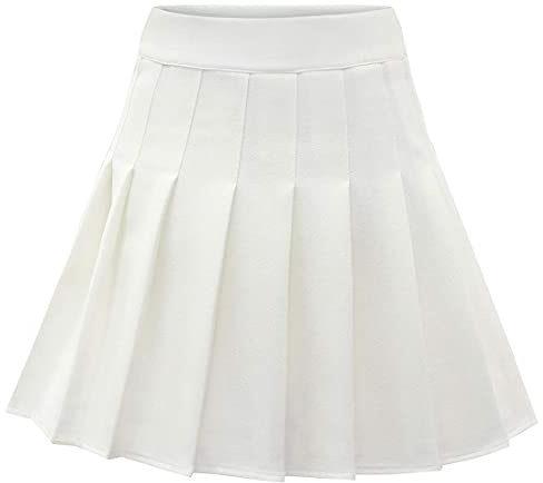 Dressystar Damen Dehnbar Faltenrock Schulmädchen Solide Skater Tennis Basic Mini Rock