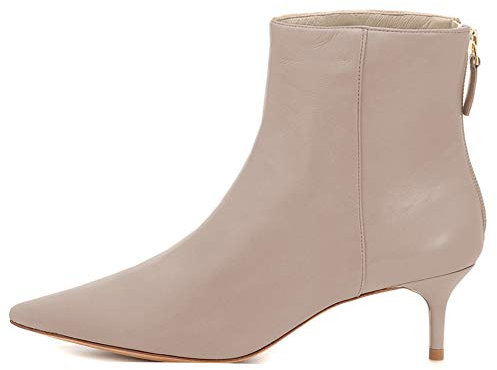 Donna Elegante Punta A Punta Elegante Basso Tacco Gattino Stivaletti Cerniera Autunno Inverno Stiletto Stivali, Beige, 43 EU