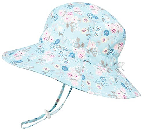 Foruhoo Mädchen Sonnenhüte Atmungsaktiver, UV Schutz, Breite Krempe Fischerhut mit Kordelzug(Cyan54)