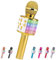 ShinePick Microfono Inalámbrico Karaoke, Micrófono Karaoke Bluetooth Portátil con Altavoz y LED para Niños Canta Partido Musica, Compatible con Android/iOS PC, AUX o Teléfono Inteligente (Dorado)